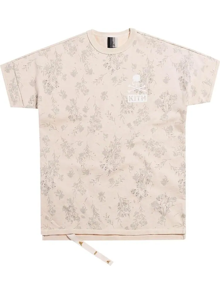 Футболка Kith x Mastermind World Reverse Floral Tee 'Turtle Dove' — изображение 1 из 1, бежевый