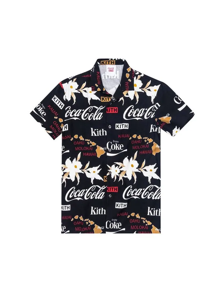 Топ Kith x Coca-Cola Hawaiian Camp Button Up — изображение 1 из 1, черный