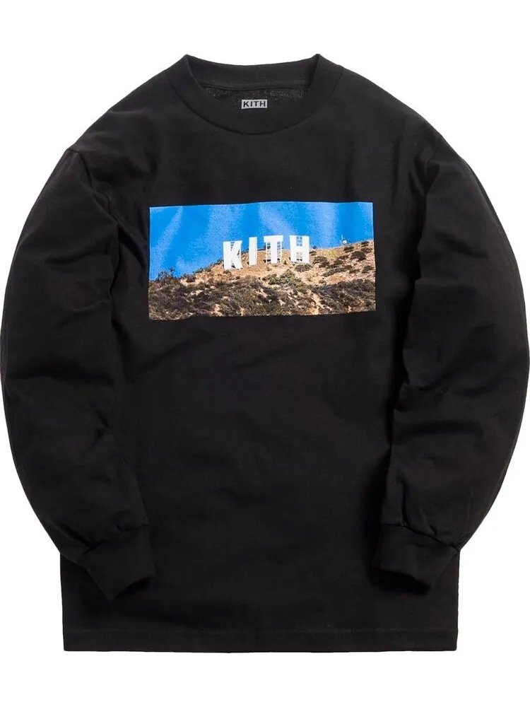 Футболка Kith Hollywood Long-Sleeve T-Shirt 'Black' — изображение 1 из 2, черный