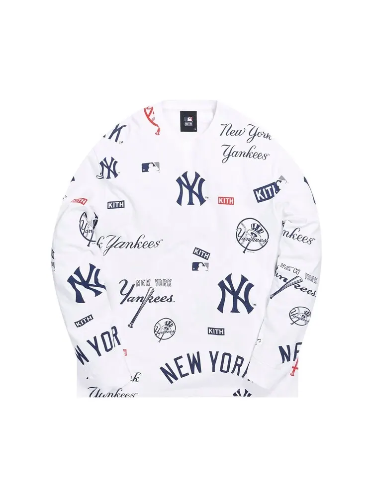 Лонгслив Kith For Major League Baseball New York Yankees All Over Long-Sleeve Tee 'White' — изображение 1 из 1, белый