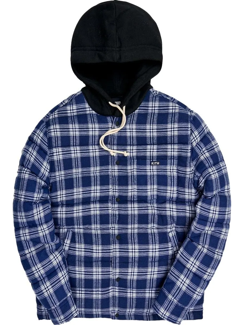 Пуховик Kith Sterling Quilted Shirt Puffer 'Navy/Multi' — изображение 1 из 1, синий