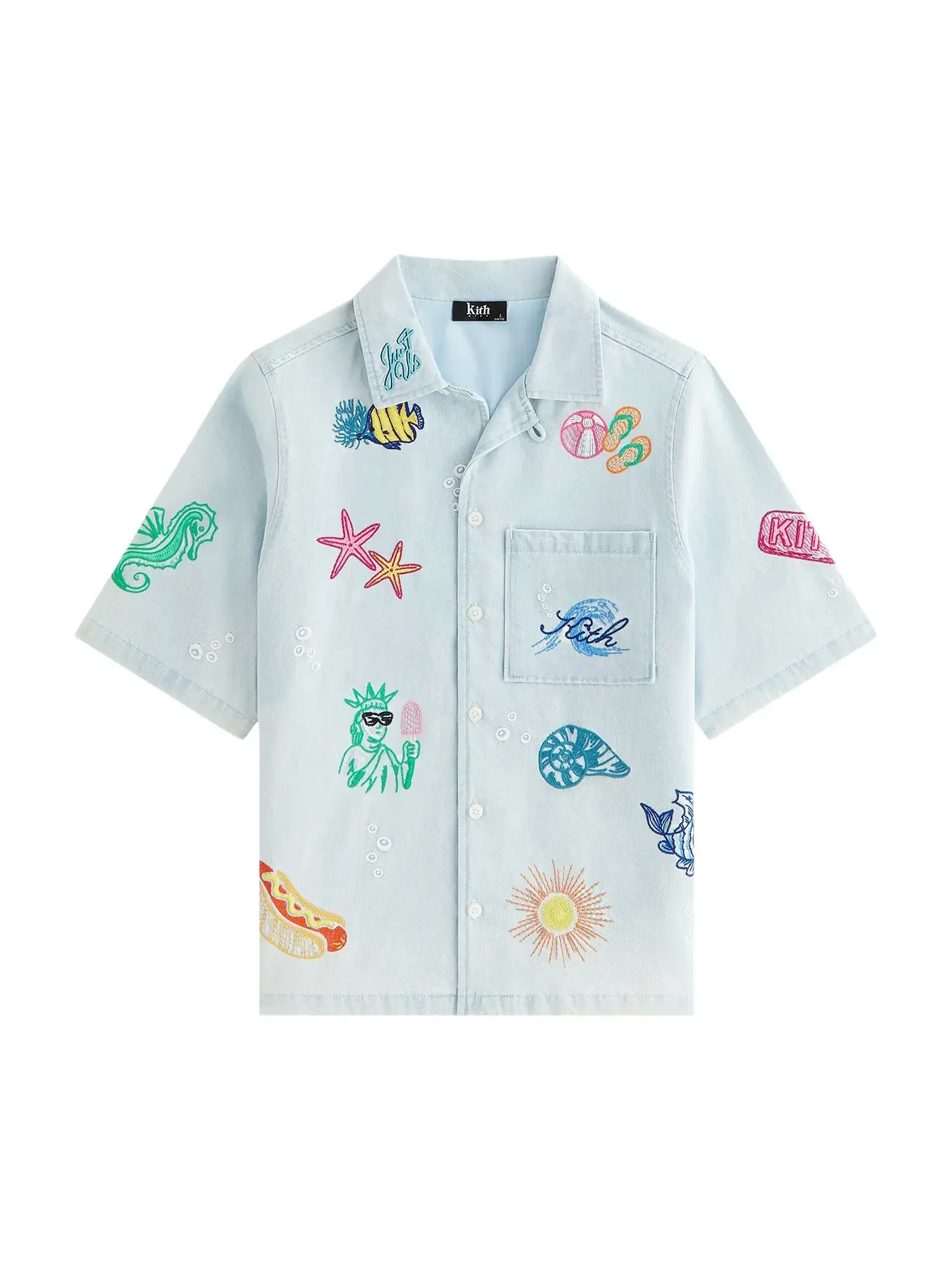 Футболка Kith Novelty Thompson Camp Shirt — изображение 1 из 2, светлый индиго
