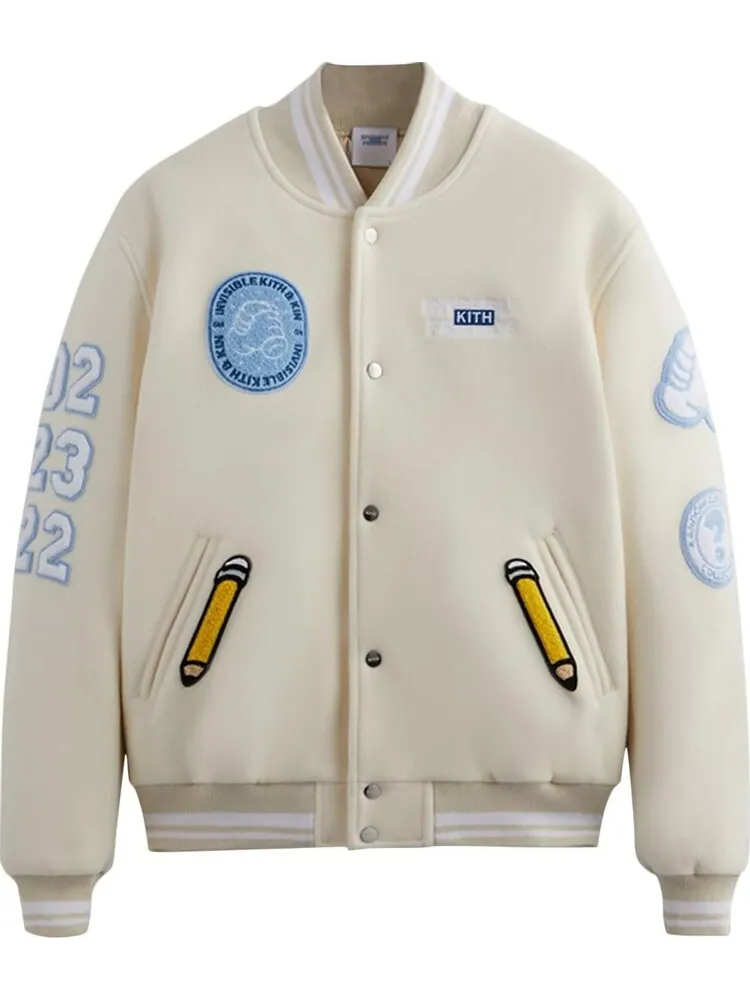 Куртка Kith x Invisible Friends Manteco Wool Varsity Jacket 'Sandrift' — изображение 1 из 1, бежевый