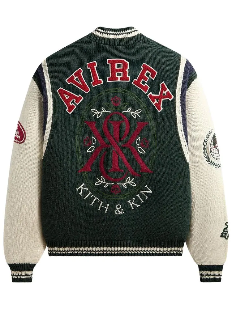 Вязаная куртка-бомбер Kith For Avirex Porter Varsity Knit Bomber — изображение 2 из 2, зеленый