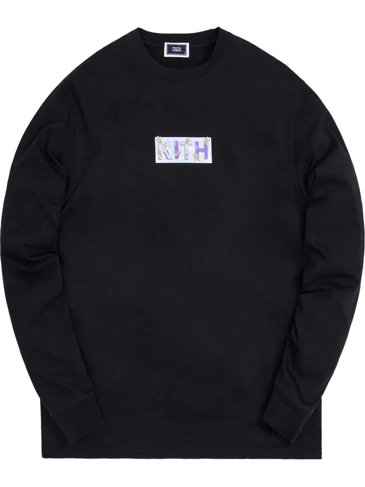 Лонгслив Kith For Superwaxx Classic Logo Long-Sleeve Tee 'Black' — изображение 1 из 1, черный