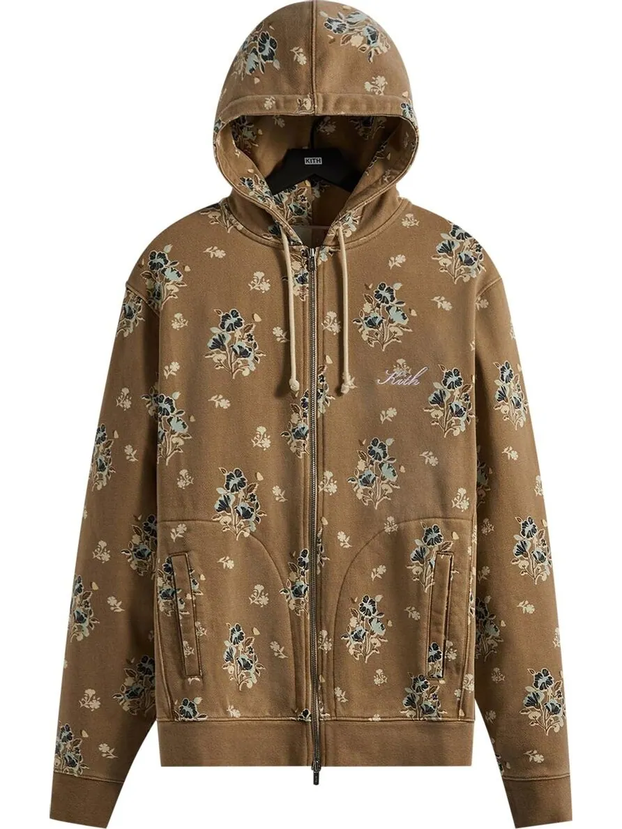 Худи Kith Begonia Floral Williams V Full Zip Hoodie 'Canvas' — изображение 1 из 2, загар