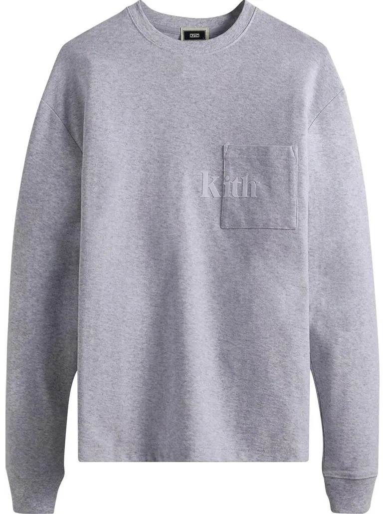 Лонгслив Kith Long-Sleeve Quinn Tee 'Light Heather Grey' — изображение 1 из 1, серый