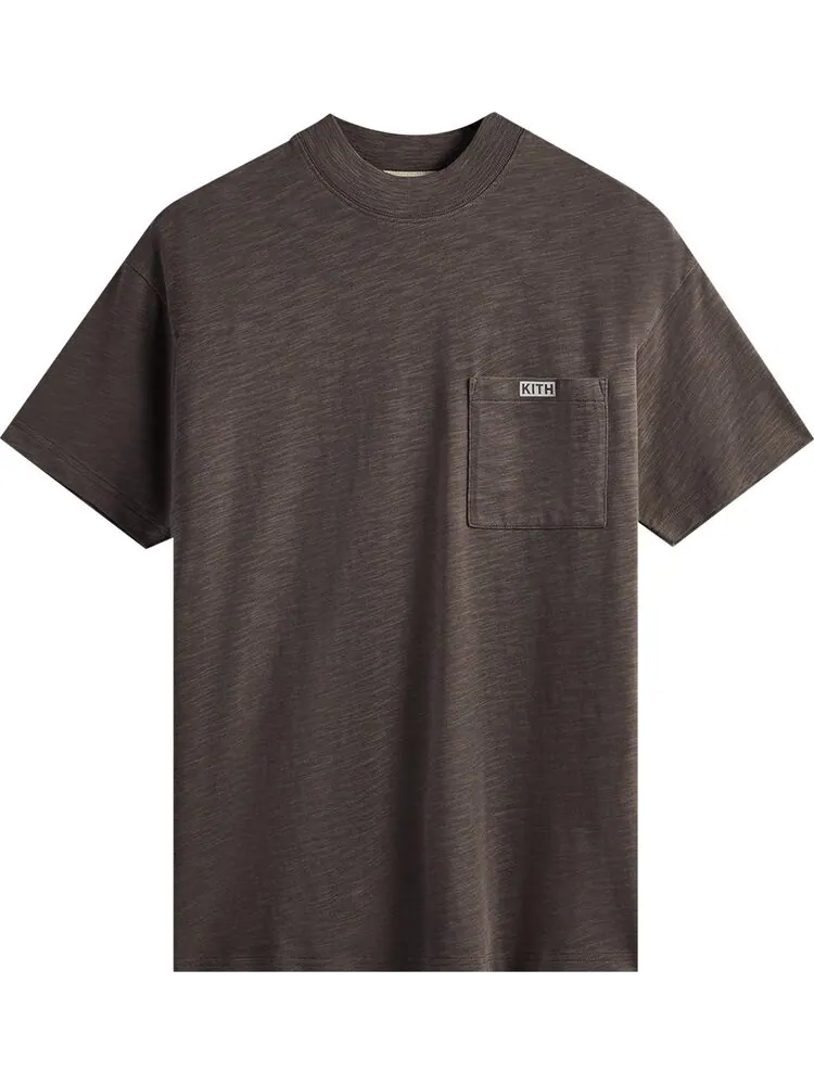 Футболка Kith Mock Neck JFK Pocket Tee 'Overcast' — изображение 1 из 1, коричневый