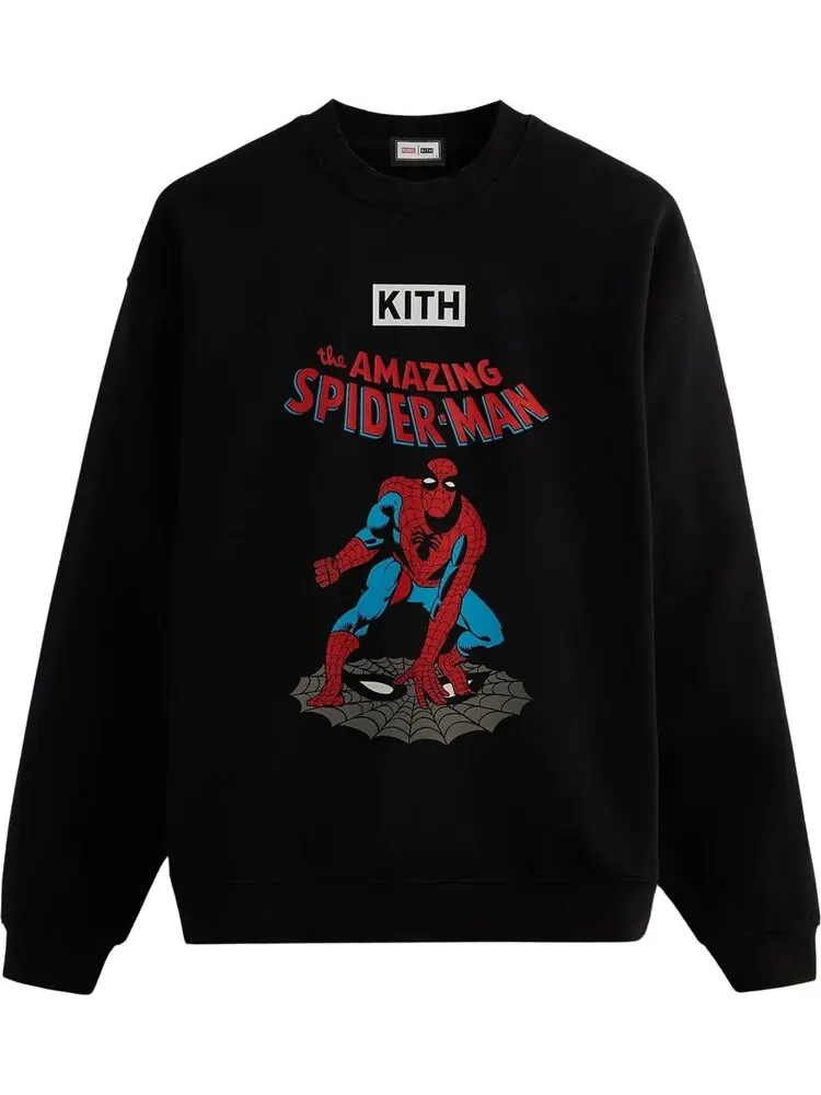 Толстовка Kith For Spider-Man Allies Vintage Crewneck 'Black' — изображение 1 из 2, черный