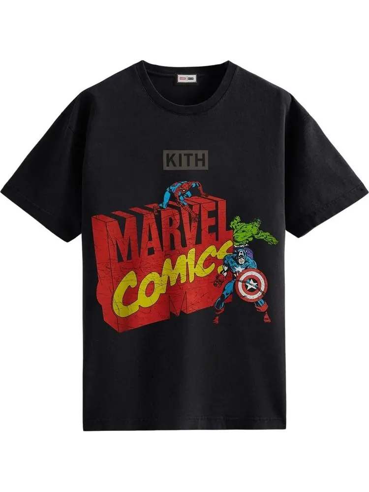 Футболка Kith For Spider-Man Avengers Vintage Tee 'Black' — изображение 1 из 2, черный