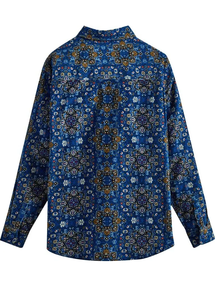Рубашка Kith Corduroy Printed Apollo Shirt 'Voyage' — изображение 2 из 2, синий