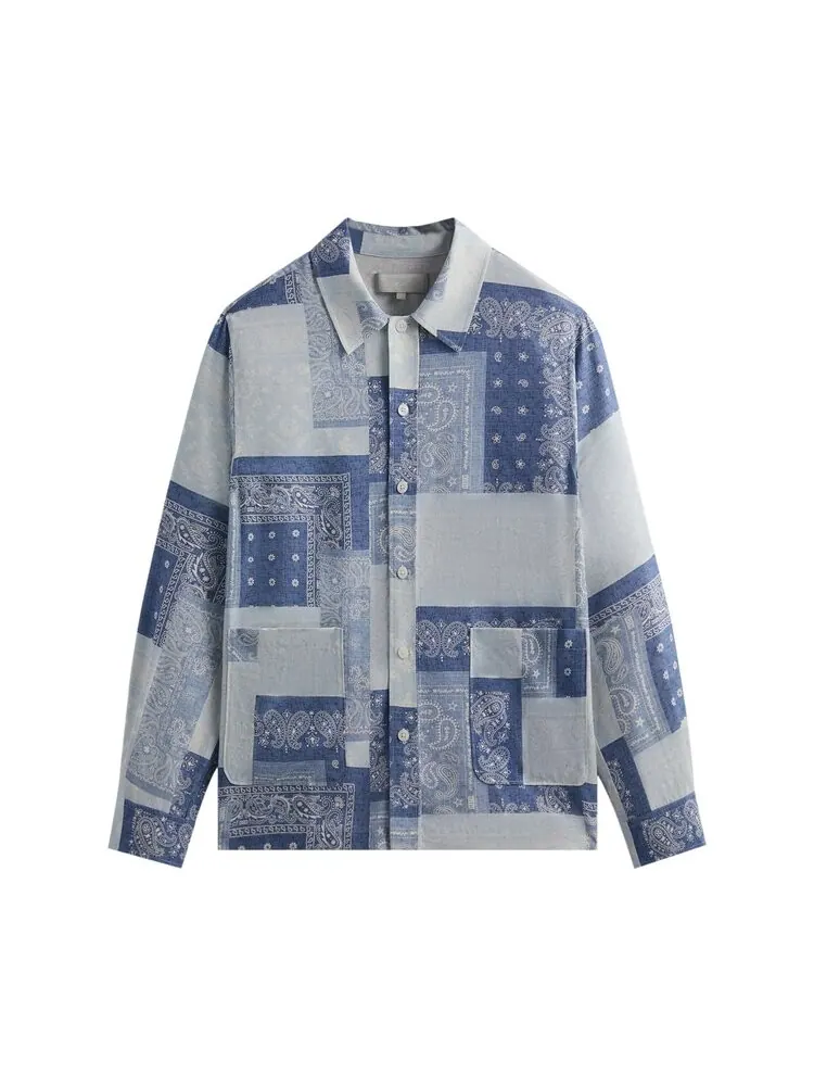 Рубашка Kith Washed Paisley Long-Sleeve Boxy Collared Overshirt — изображение 1 из 2, синий