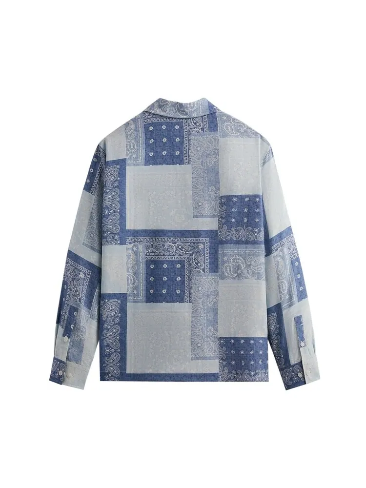 Рубашка Kith Washed Paisley Long-Sleeve Boxy Collared Overshirt — изображение 2 из 2, синий