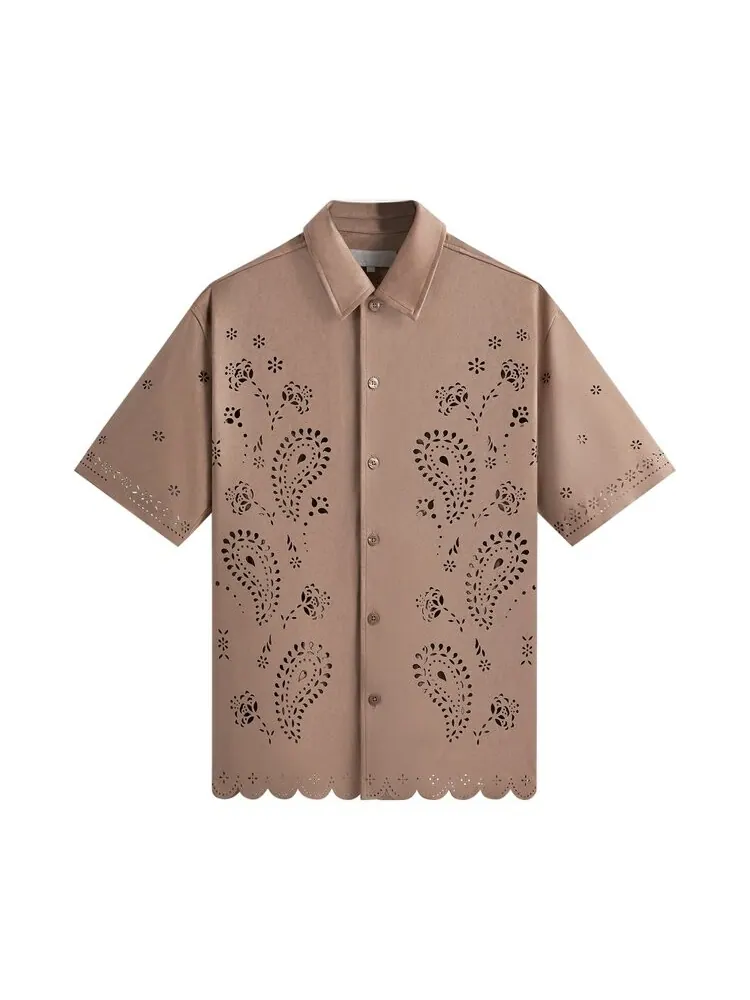 Рубашка Kith Isaac Microsuede Button Down Shirt — изображение 1 из 1, розовый