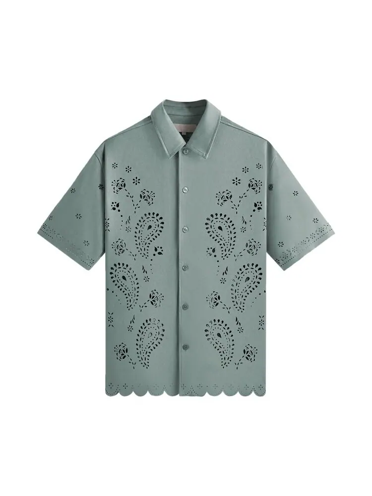 Рубашка Kith Isaac Microsuede Button Down Shirt — изображение 1 из 1, зеленый