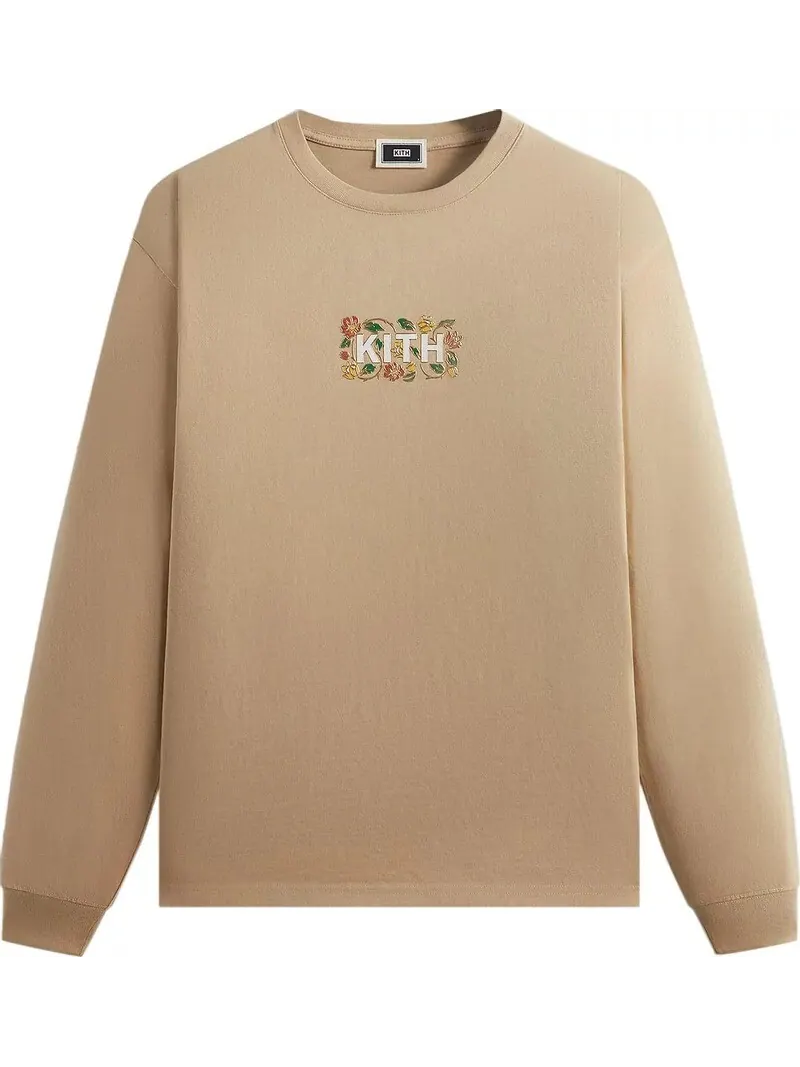 Свитшот Kith Floral Classic Logo Long Sleeve — изображение 1 из 4, бежевый