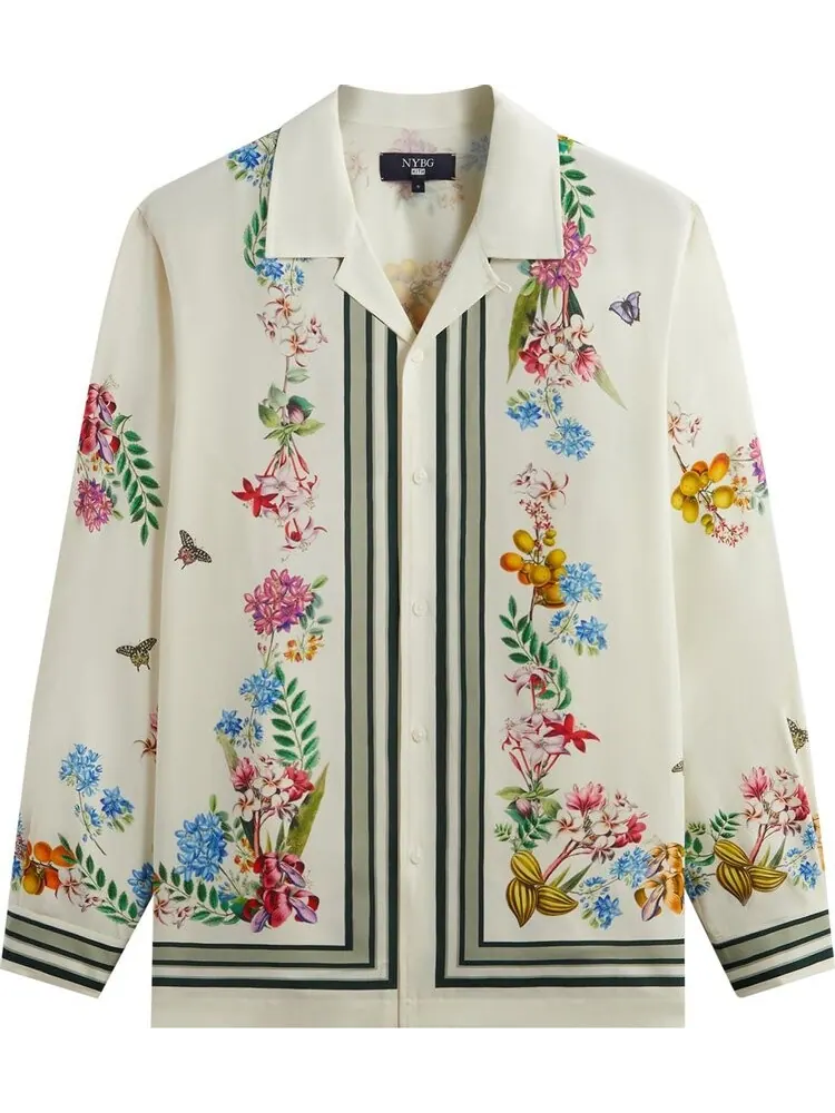 Рубашка Kith x New York Botanical Garden Floral Border Long Sleeve Thompson 'White' — изображение 1 из 2, бежевый