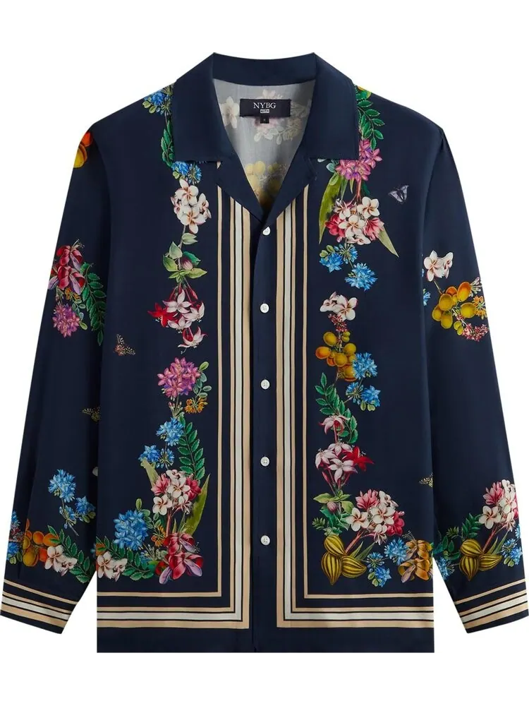 Рубашка Kith x New York Botanical Garden Floral Border Long Sleeve Thompson 'Nocturnal' — изображение 1 из 2, синий