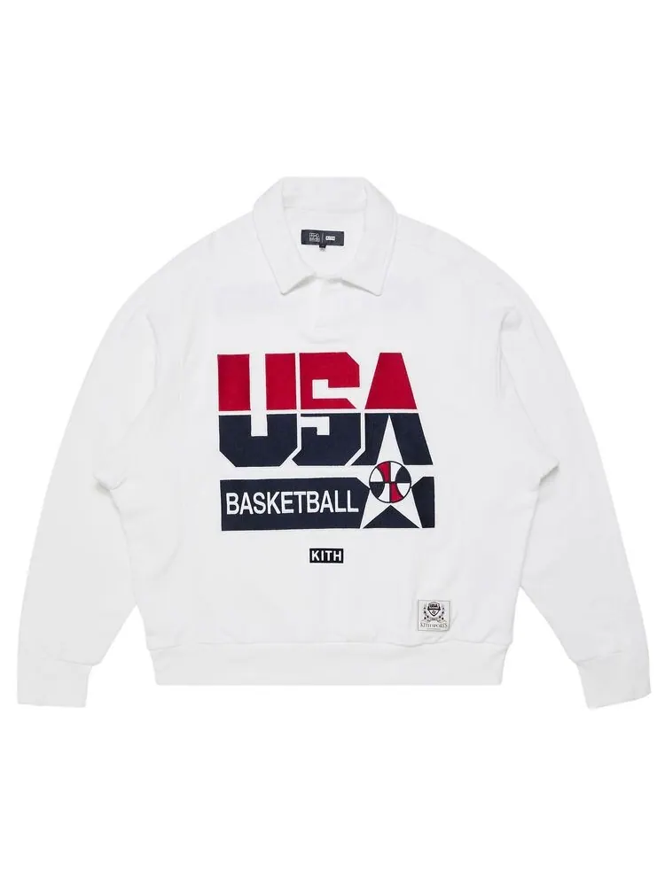Пуловер Kith For USA Basketball Nelson Collared Pullover White — изображение 1 из 3, белый