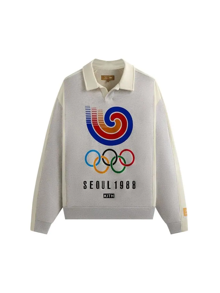Пуловер Kith For Olympics Heritage Nelson Collared Pullover Light Heather Grey — изображение 1 из 2, серый