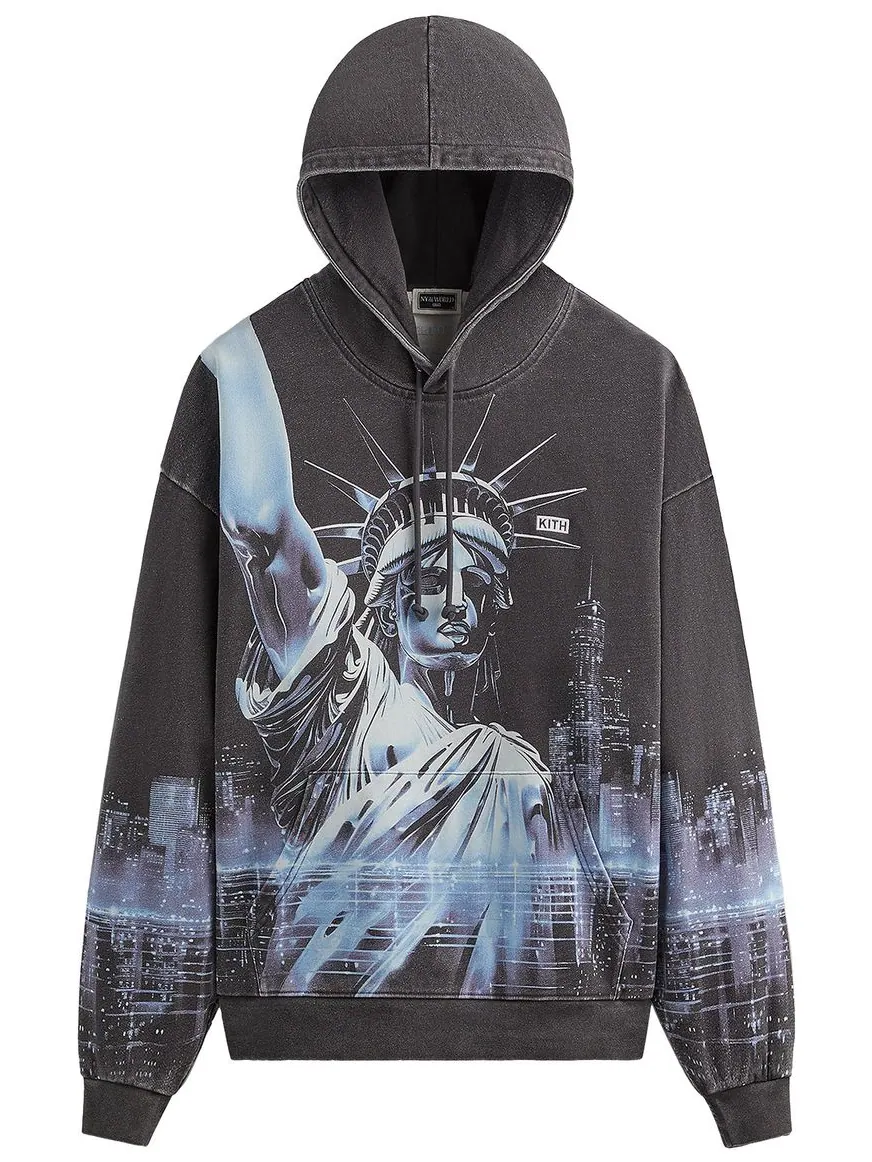 Толстовка Kith NY to the World Neon Liberty Vintage Nelson Hoodie — изображение 1 из 2, черный