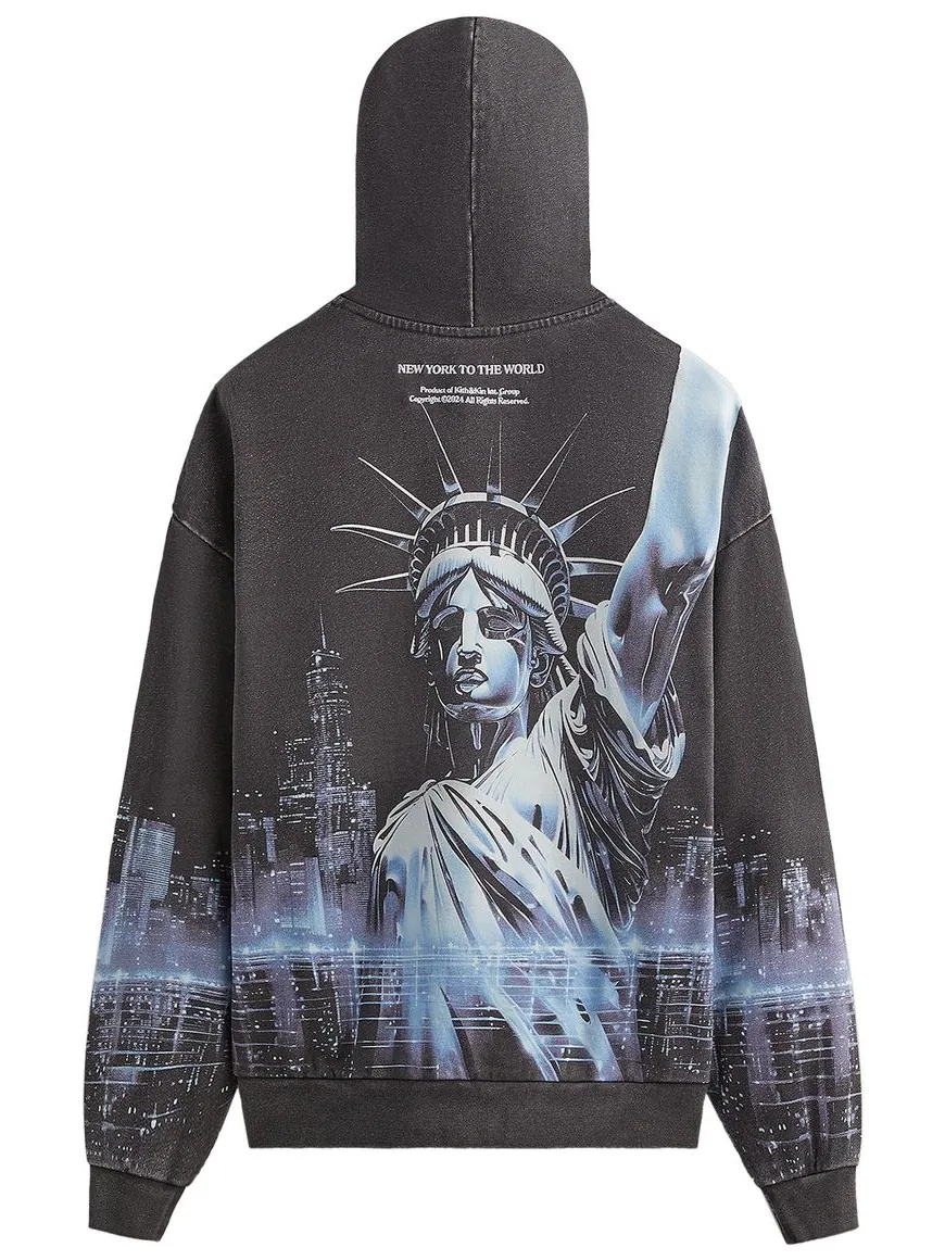 Толстовка Kith NY to the World Neon Liberty Vintage Nelson Hoodie — изображение 2 из 2, черный