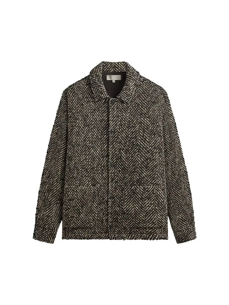 Рубашка Kith Oversized Herringbone Boxy Collared Overshirt — изображение 1 из 2, черный
