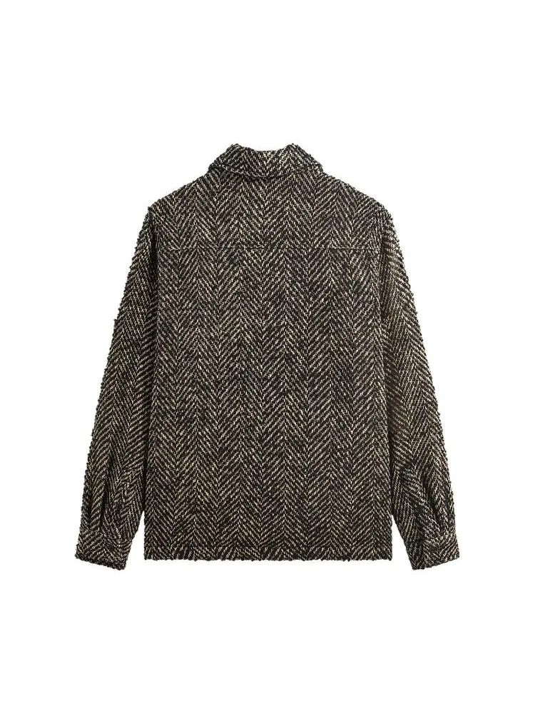 Рубашка Kith Oversized Herringbone Boxy Collared Overshirt — изображение 2 из 2, черный