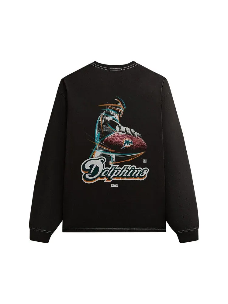 Футболка Kith &, 47 for the NFL: Dolphins Vintage Long-Sleeve Tee — изображение 2 из 2, черный