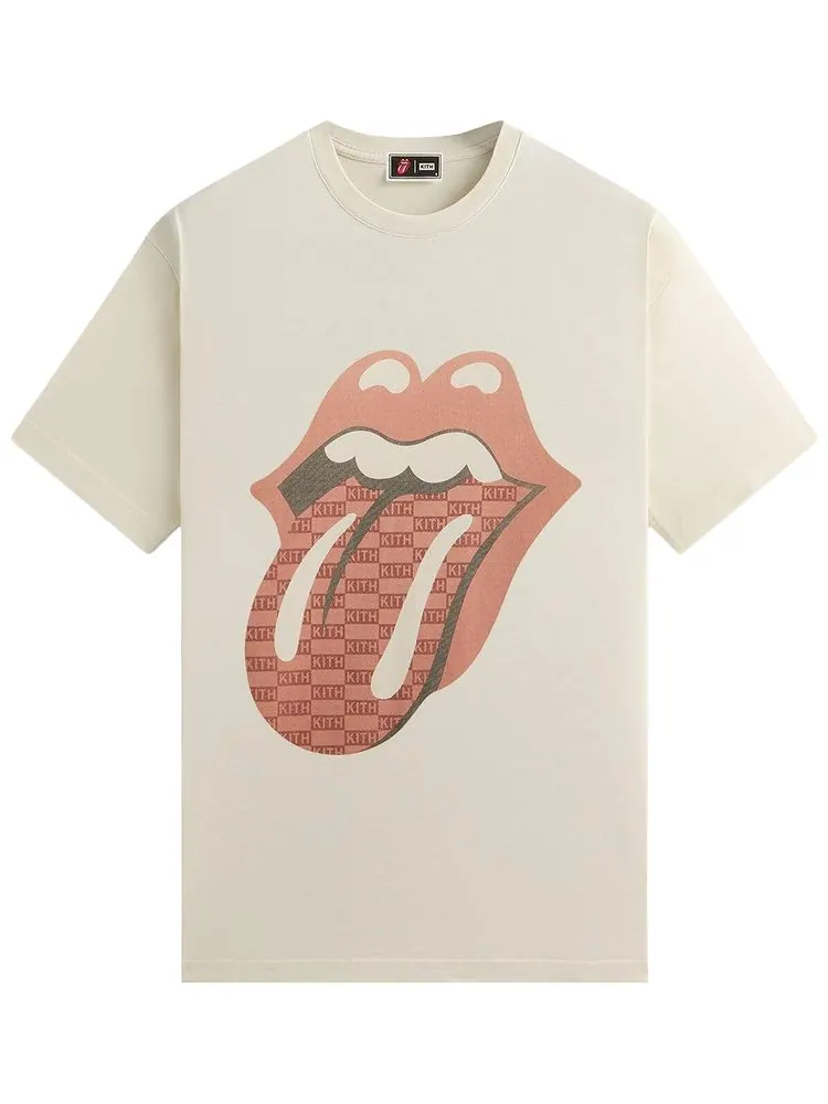 Футболка Kith For The Rolling Stones Monogram Tongue Tee — изображение 1 из 1, бежевый