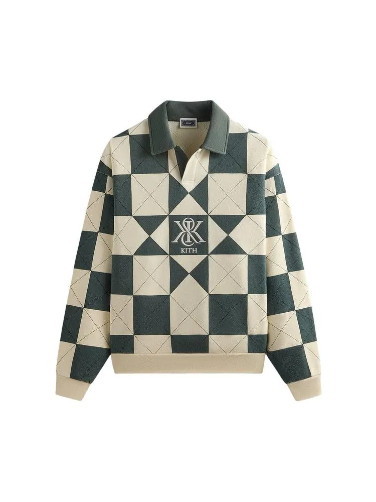 Топ Kith Geo Quilted Nelson Rugby, Sandrift — изображение 1 из 2, бежевый