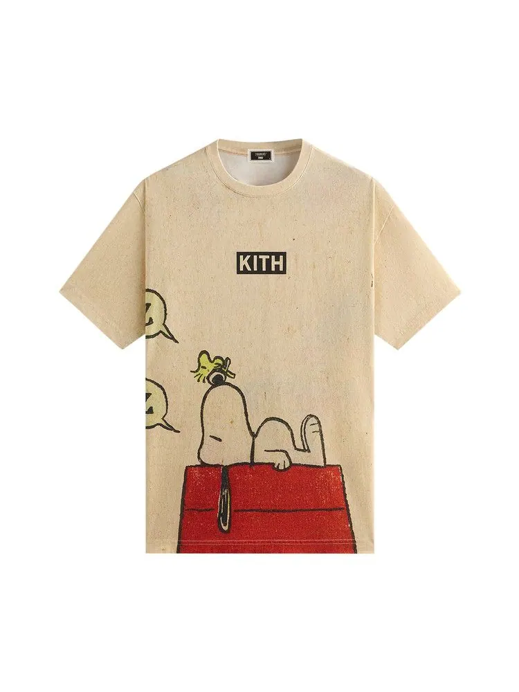 Футболка Kith For Peanuts Sleeping Doghouse Comic Vintage Tee, Sandrift — изображение 1 из 1, бежевый
