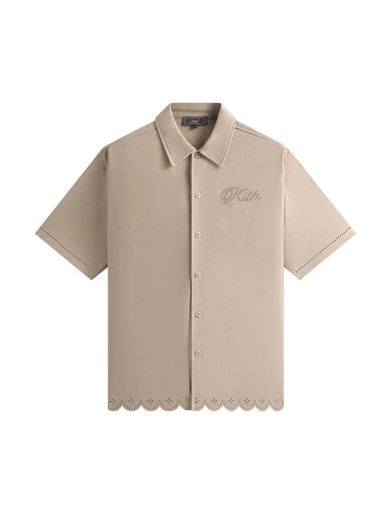 Топ Kith Isaac Microsuede Buttondown, Theory — изображение 1 из 2, бежевый