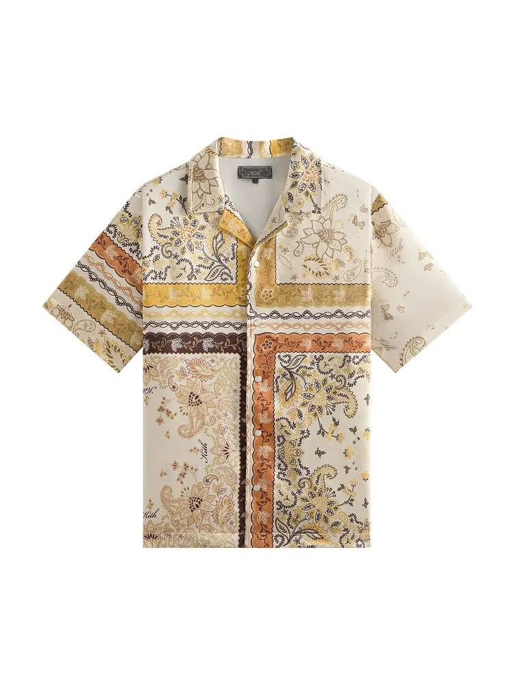 Рубашка Kith Panelled Bandana Thompson Camp Collar Shirt, Sandrift — изображение 1 из 2, белый