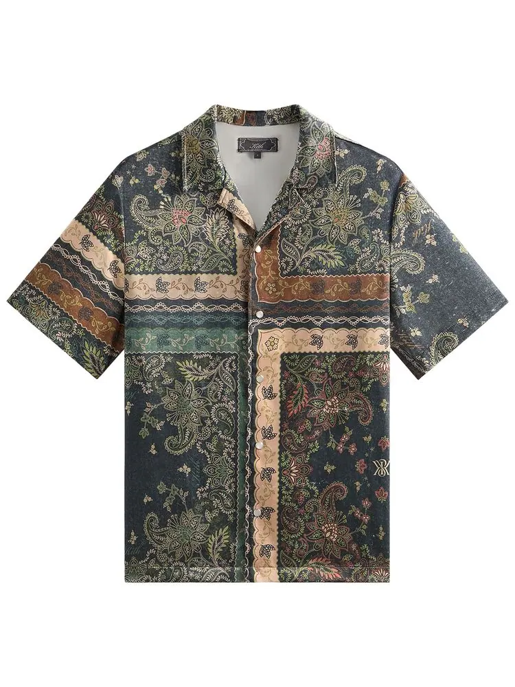 Рубашка Kith Panelled Bandana Thompson Camp Collar Shirt — изображение 1 из 2, зеленый