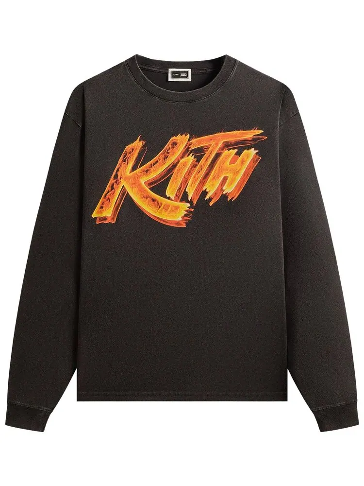 Винтажная футболка с длинными рукавами Kith x Capcom Street Fighter Flame — изображение 1 из 2, черный