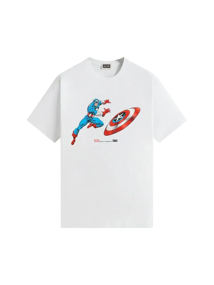 Винтажная футболка Kith x Marvel "Капитан Америка" (белая) — изображение 1 из 2, белый