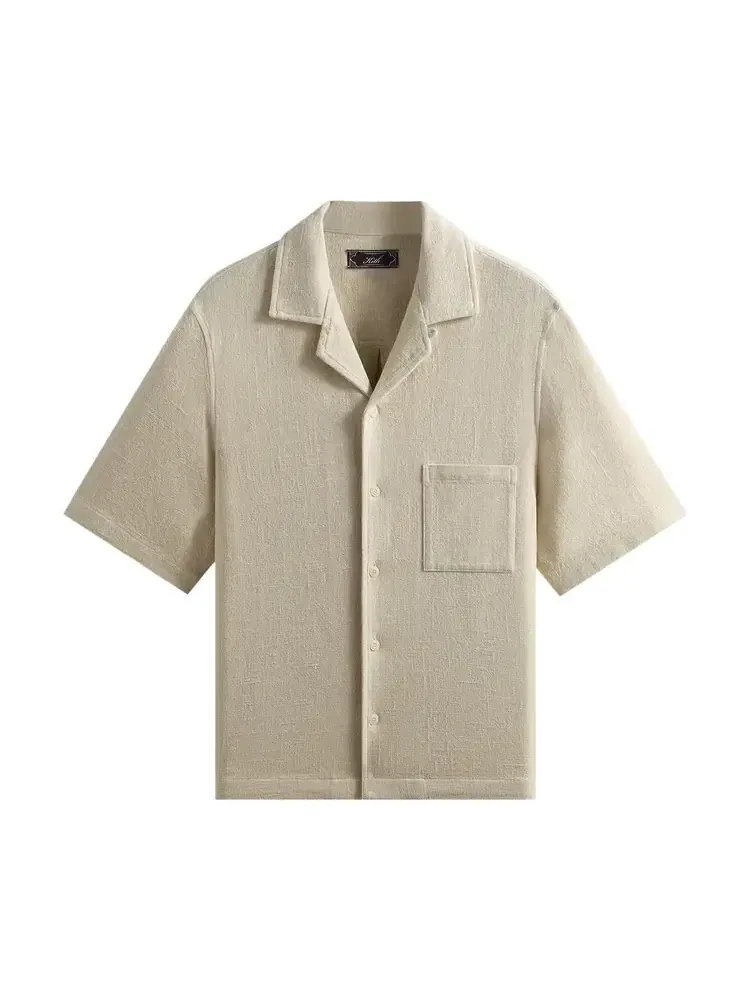Укороченная тканая рубашка с воротником-стойкой Kith Soft Woven Beckham — изображение 1 из 2, бежевый