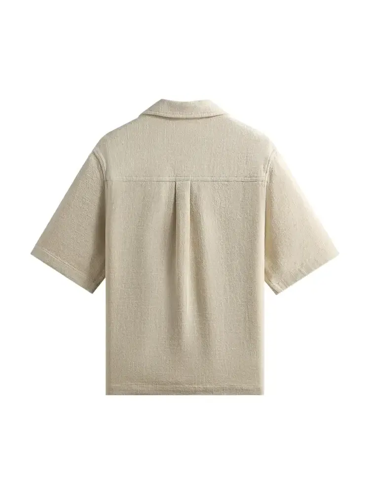 Укороченная тканая рубашка с воротником-стойкой Kith Soft Woven Beckham — изображение 2 из 2, бежевый