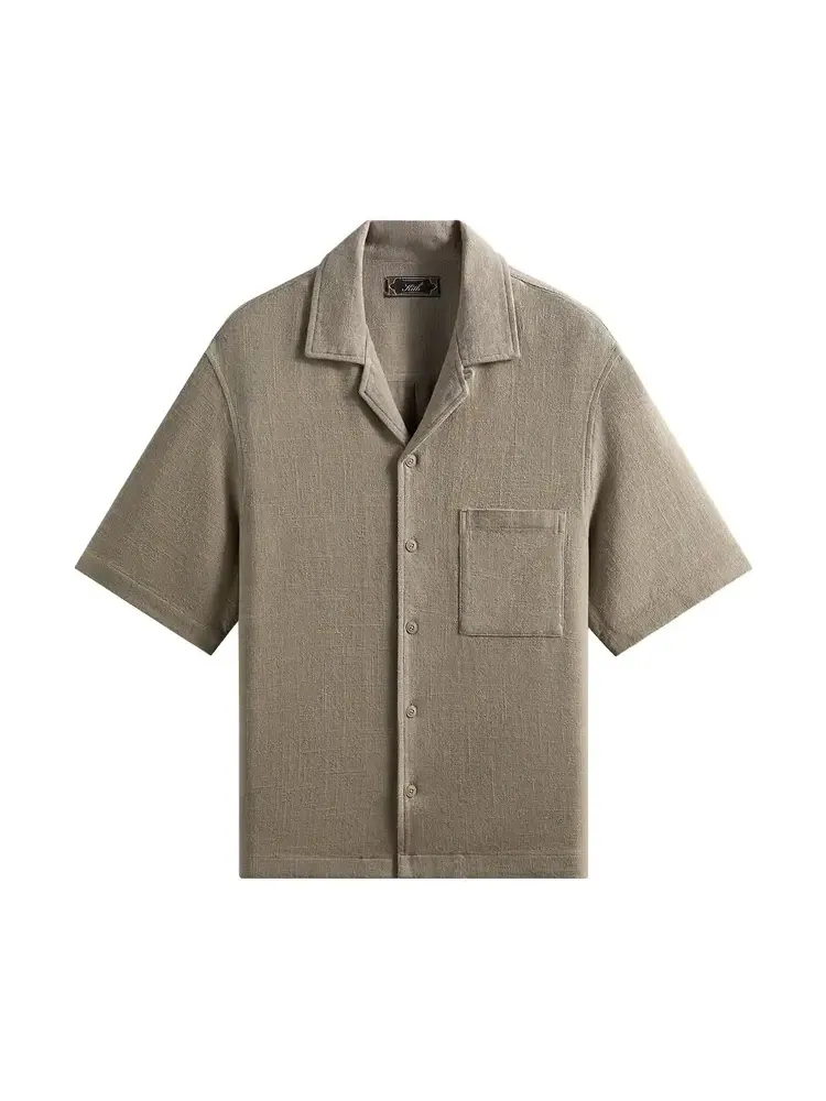 Укороченная рубашка с воротником-стойкой Kith Soft Woven Beckham — изображение 1 из 2, зеленый