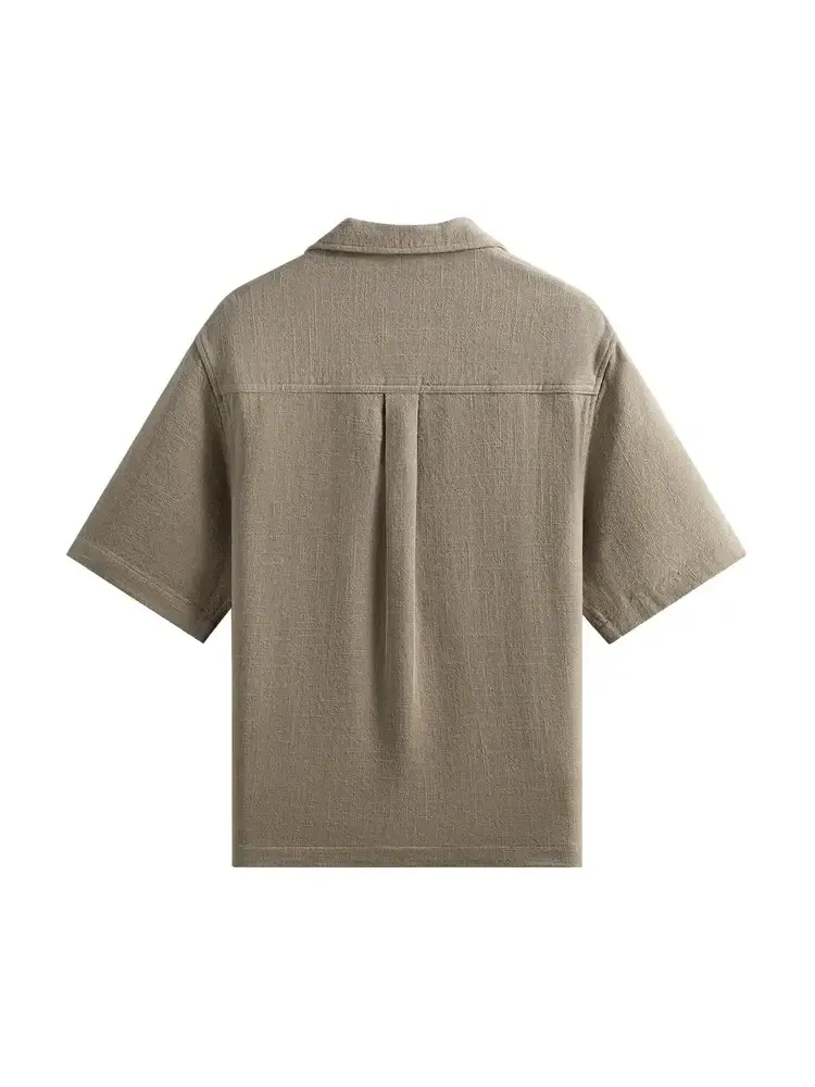 Укороченная рубашка с воротником-стойкой Kith Soft Woven Beckham — изображение 2 из 2, зеленый
