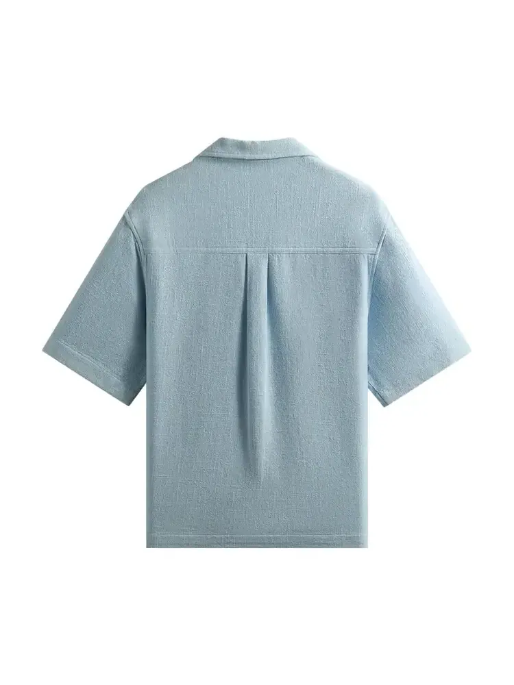Укороченная рубашка с воротником-стойкой Kith Soft Woven Beckham — изображение 2 из 2, синий