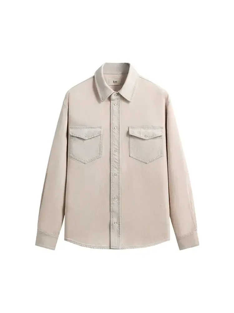 Джинсовая рубашка Kith Midweight Denim Long Sleeve Warwick Shirt — изображение 1 из 2, бежевый
