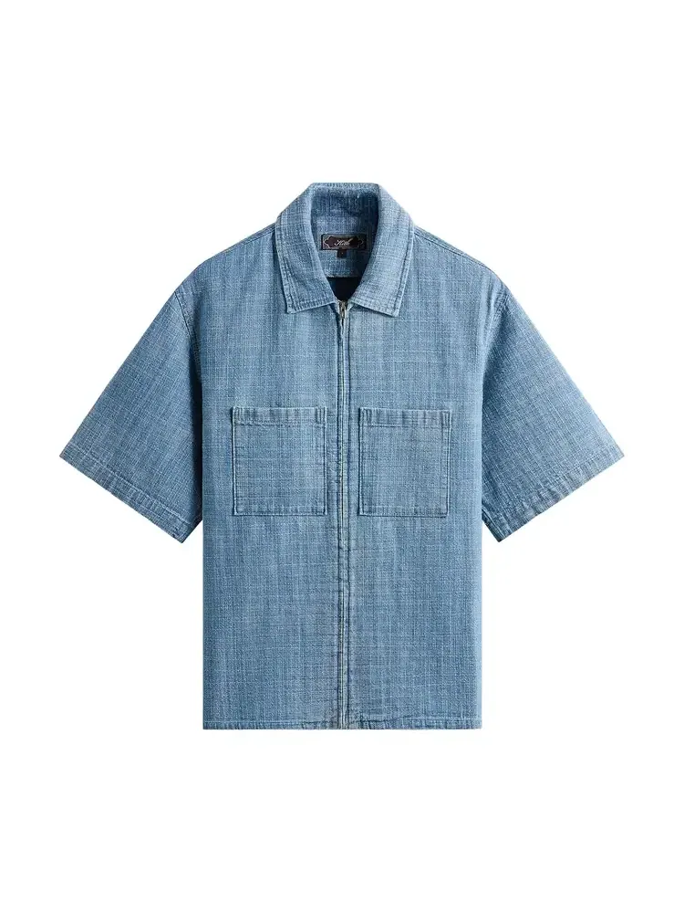 Рубашка с застежкой-молнией спереди Kith Textured Indigo Paxton — изображение 1 из 2, синий
