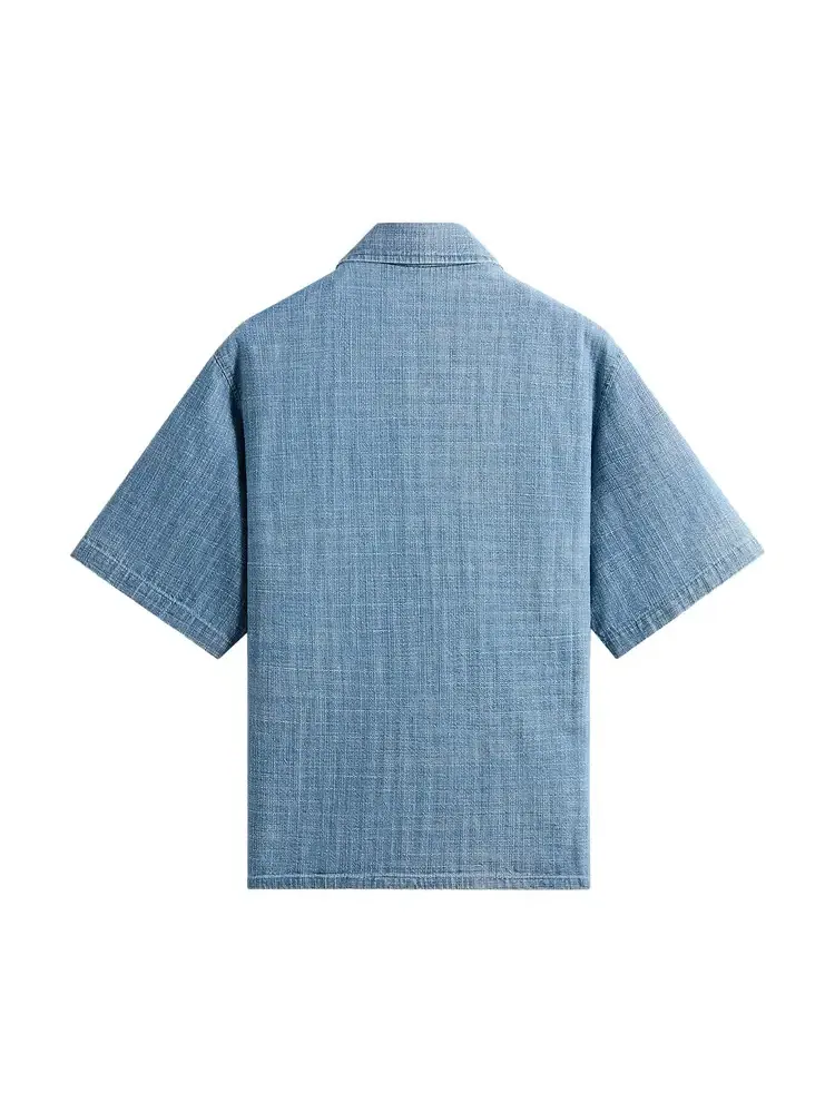 Рубашка с застежкой-молнией спереди Kith Textured Indigo Paxton — изображение 2 из 2, синий