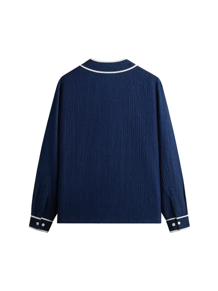 Рубашка Kith Indigo Seersucker Daley — изображение 2 из 2, синий