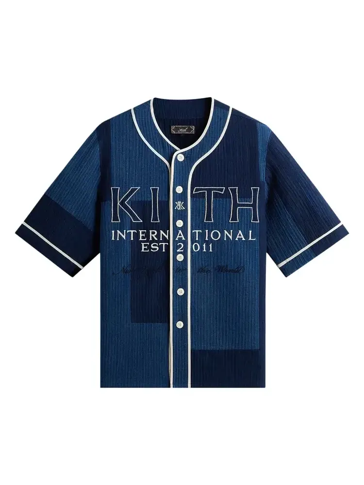 Рубашка с коротким рукавом Kith Patchwork Seersucker — изображение 1 из 2, синий