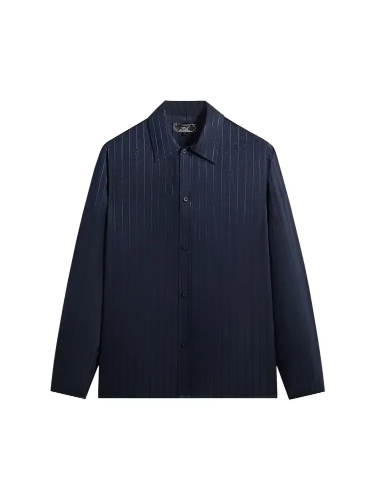 Рубашка-куртка с длинными рукавами и свободным воротником Kith Crest Logo Long Sleeve Boxy Collared Overshirt, черный