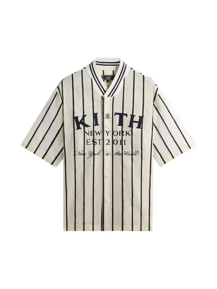 Рубашка Kith Silk Linen Chenille Stripe Pacey Shirt — изображение 1 из 2, бежевый