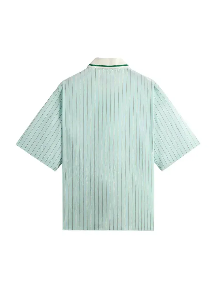 Полосатая рубашка Kith Striped Poplin Thompson Zip Front Shirt — изображение 2 из 2, синий